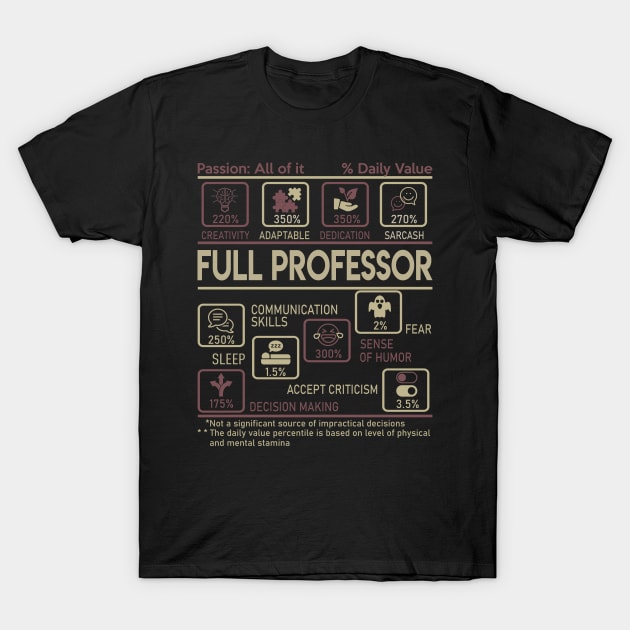 Full Professor T Shirt - Multitasking Daily Value Gift Item Tee T-Shirt by candicekeely6155